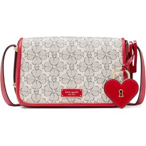 Kate Spade New York Spade Flower Canvas Crossbody Small Glap Crossbody ، Cherry Rouge Multi