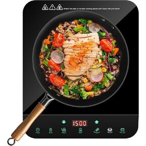 Induction Cooktop 2 Burner,1500W Double Induction Cooktop with LED Sensor Touch Screen 7 Temperature 5 Power Setting 120V 2 Burner Electric Induction Cooktop