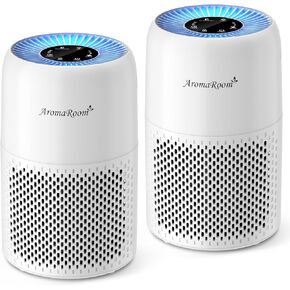 أجهزة تنقية الهواء من Aromaroom لغرفة النوم مع مرشحات HEPA13 الحقيقية 3 في 1 ، تنقية الهواء الأليفة مع وسادة رائحة لحرائق الغابات الدخان Dander ، 22db منظفات الهواء الهادئة لمكتب غرفة غرفة الأطفال (الضوء الأزرق)