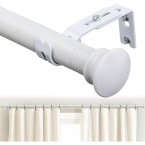 Curtain Rods for Windows, 30 to 65 Inches Adjustable Window Curtain Rod with Detachable Finials, 1 inch White Curtains and Rods Set for Bedroom, Living Room, Bathroom...