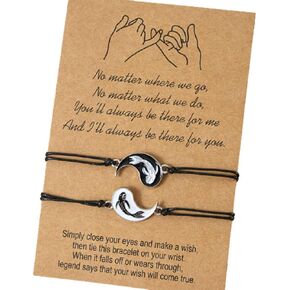 Yin Yang Bracelet Handmade Braided Lucky Koi Fish Tai Chi Bracelet for Women Men Couple Friendship Bracelets 2 Jewelry Gift