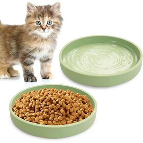 Silicone Cat Food Bowls Shallow Cat Dishes 5.9in Wide Pet Plates Set of 2 Small Flat Dog Saucer Bowl Cute Whisker Fatigue Kitten Feeding Dish for Dry Food & Wet Food (Round Purple)