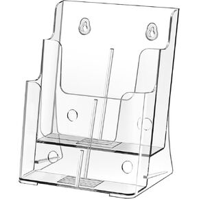 Acrylic Brochure Holder 8.5x11 & 4 x9 Inches, Clear 2 Tier Literature Magazine Stand Brochure Display Stand w Removable Divider Universal, Pamphlet Flyer Holder for Wall Mount or Countertop