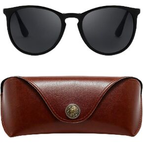 SUNGAIT Black Vintage Round Sunglasses + CASE