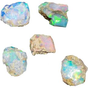 Ethiopian Opal Natural Morned A+ Quality Tough لصنع المجوهرات ، ولف الأسلاك ، و DIY ، وبلورات حلقات الشفاء ، والمعلقات ، هدية الزفاف - 5 أجهزة كمبيوتر