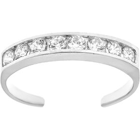 Ritastephens 14K الذهب الصلب الأبدية الفرقة الزركوني مكعب Zirconia toe حلقة قناة المجوهرات قابلة للتعديل (أصفر أو أبيض)