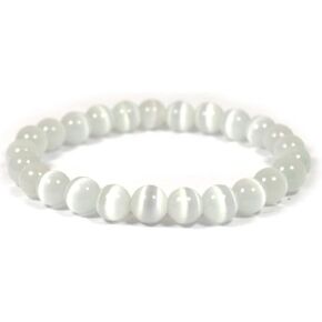 Natural Selenite Bracelet 8mm for Reiki Healing, Vastu Correction, Protection, Concentration, Spirituality, and Creativity – Women Made Authentic Energy Healing Crystal Jewelry