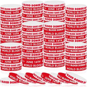 100 PCS World Blood Day Bracelets Rubber Decorations 5 أنماط تمتد أساور الأساور السيليكون معصملة World World Dood Supplies Gifts for World Blood Supply Supply
