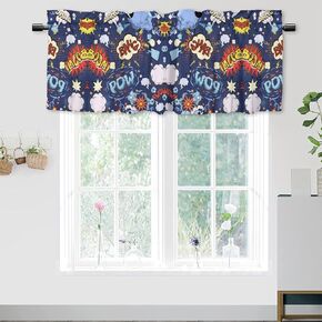 City Wars Superhero Valances for Windows,Theme Retro Funny Colorful Comic Style Art Rod Pocket Curtains Valance Window Treatment for Bathroom Living Room 54x18inch,1Pcs