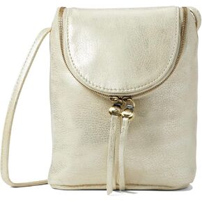 HOBO Fern Stylish Bag for Women - Leather Construction with Top Zip Closure, Printed Lined Interior, and Adjustable Crossbody Strap Bag Pearled Silver One Size One Size