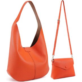 HKCLUF HOBO أكياس المحافظ للنساء 2pcs/مجموعة ، حقيبة يدوية جلدية نباتية ناعمة مع أكياس كروس صغيرة للنساء