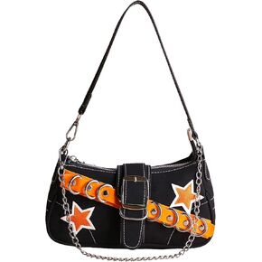 Verdusa Women's Y2k Star Embroidery Shoulder Bag Mini Chain Vacation Hobo Handbag Purses