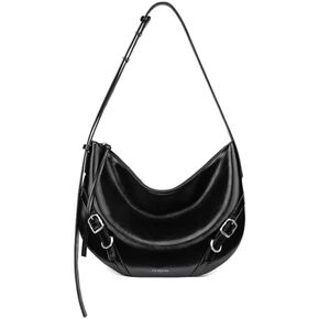 LAFESTIN Shoulder Bag for Women with Adjustable Strap, Split Leather Hobo Crossbody Bags, Trendy Satchel Purse Zipper Closure