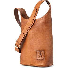 BERLINER BAGS Vintage Genuine Leather Handbag Emilia, Hobo Bag, Crossbody Bags for Women - Brown
