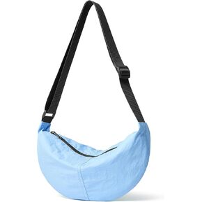 Nylon Crossbody Bag For Women Men Casual Lightweight Crescent Shoulder Hobo Purse With Wide Adjustable Strap
