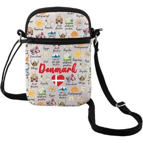 MEIKIUP Denmark Travel Culture Gift Danish Gems & Landmarks Souvenir Tote Bag Copenhagen Tourist Shoulder Bag