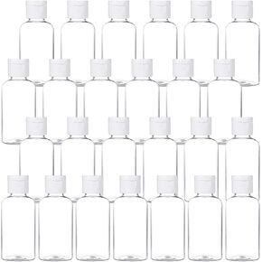 25 Pack 1.7oz/50ml Plastic Empty Bottles Clear Travel Containers Travel Size Bottles with Flip Cap Squeezable Refillable Toiletry (clear)