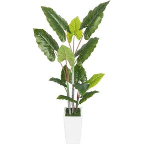 Artificial Plant Indoor 5.5FT - Fake Tree with White Tall Planter - Faux Silk Plants Tall Fake Floor Plant in Pot - Artificial Trees for Home Office Living Room Decor Indoor