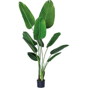 Bagari 5 Feet Artificial Bird of Paradise Palm Tree Potted Plant - Artificial Tree for Home Indoor Outdoor Office Decor (1 Pack)