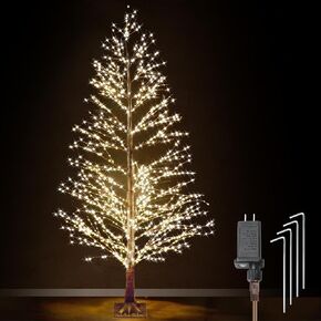 6FT Enchanting Birch Tree with 1300 LED Lights, Twinkle Light White Christmas Tree with Timer IP44 Waterproof for Indoor Outdoor Festival Wedding Party Christmas Decorations in Saudi Arabia