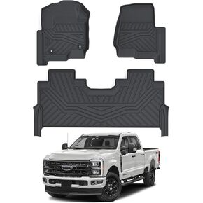 Cartist Floor Mats Fit for 2017-2024 2025 Ford F-250/F-350/F450 Super Duty Crew Cab w/Under Seat Storage Accessories All Weather Floor Mat Heavy Duty TPE Odorless Carpet Protection