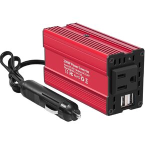 SUNWHEEL 200W Power Inverter 12V DC to 110V AC Car Plug Adapter Outlet Converter with 3.1A Dual USB Ports AC Outlet Car Charger for Laptop Computer