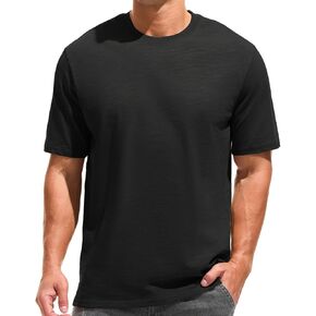Kliegou Men's 100 Cotton Lourd Lourd T-Shirt T-Shirt ثقيلة الوزن المحملات للرجال