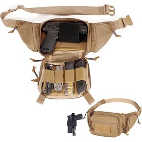 Tactical Fanny Pack for Men and Women, Low Profile Concealed Carry Everyday Waist Hip Bag for Hiking Travel Outdoor Running Hunting, Dark Grey