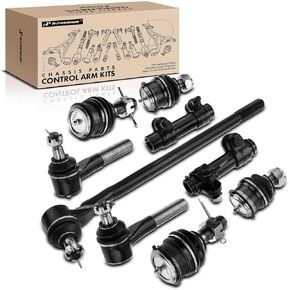 A-Premium Set of 9, Front Upper & Lower Ball Joint, Inner & Outer Tie Rod End, Compatible with Ford F-150 1980-1996, F-250 1980-1996, F-350 1980-1981, Bronco 1980-1996