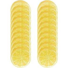 20pcs مزيفة من الفاكهة البيت البيت منزل المطبخ الديكور الدعائم فواكه فو (محاكاة شرائح الليمون الأصفر)
