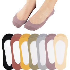 COOPLUS No Show Socks Womens Non Slip Ultra Low Cut Cotton Invisible Socks Thin Flat Boat Liner Socks 7 Pairs