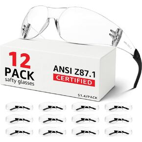 Clear Safety Glasses Bulk of 36,ANSI Z87.1 Safety Googles for Men Women, Impact Proof and Anti-Scratch Eye Protection for Lab,Construction,Shooting Range,Woodworking,Outdoor in Saudi Arabia