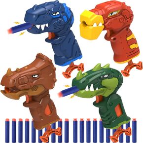 Dinosaur Blaster Gun Toys for Boys 3 4 5 6 Year Old, Small Dino Foam Guns for Toddlers Age 3-5, Cool Toddler Toy Gun Gifts for Little Kids Birthday or Christmas, 2 Pack T-rex & Stegosaurus