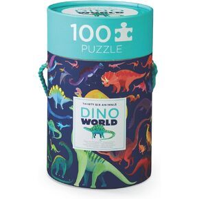 Crocodile Creek Jigsaw Puzzle in Canister, 100 Piece Table or Floor Puzzle Includes Educational Animal Finder Sheet, for Ages 5 Years and Up, Thirty-Six Wild Animals