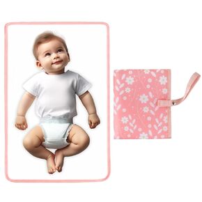 Portable Diaper Changing Pad for Baby - Waterproof Compact Changing Mat with Wrist Strap - Wipeable Travel Changing Pad for Diaper Bag(Black Stars)