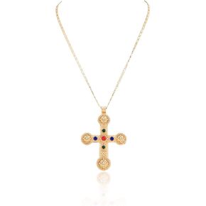 Shiny Cross Pendant Necklace for Women Fashion Molecule Chain necklace Statement Y2K Ins Party Jewelry