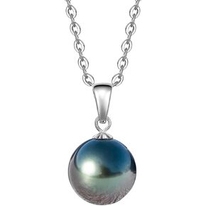 Tahitian Black Pearl Necklace, 9-12mm AAAA Handpicked Natural Black Pearl Pendant with 18K Yellow/White Gold Plated Sterling Silver Chain, Luxury Gifts for Women, Wife, Mother, Girlfriend, Anniversary, Birthday, Mothers Day