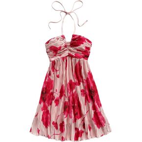 SOLY HUX Women's Tie Dye Cami Dress Halter Backless Sleeveless A Line Short Summer Dresses Sundress in Kuwait