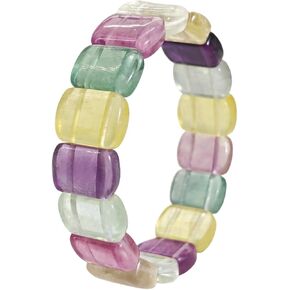 Colored Fluorite Bracelet Natural Crystal Stretch Bracelet Gift for Women Christmas Birthday Energy Healing Bring Happiness Luck Wealth