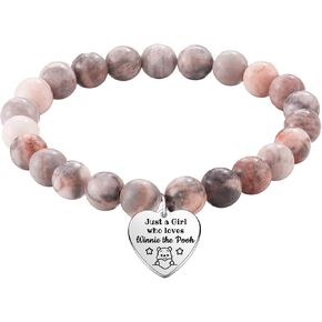 Nzztont Natural Stone Bracelets Honey Bear Bracelets Heart Charm Bracelets Cartoon Bear Gift for Bear Lovers Gifts Bears Jewelry for Women Friends Sister Daughter Birthday Graduation Present
