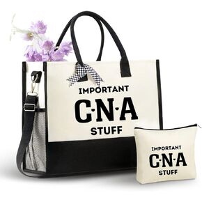 Innobeta CNA Week Gifts Canvas حقيبة حمل للنساء ، الإناث ، إكسسوارات CNA للعمل ، هدايا تقدير CNA لمساعدي التمريض المعتمدين في عيد الميلاد ، عيد الشكر ، عيد الميلاد