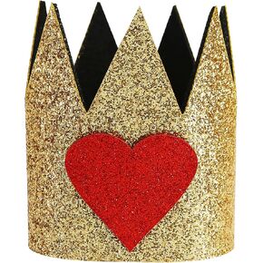 Jiaduo Red Hearts Queen Crown for Women Gold Glitter head head lead alwoyeen esconsory