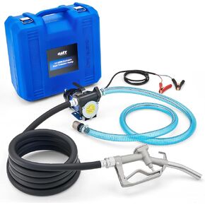 Orion Motor Tech 12V Transfer Pump Kit ، مضخة نقل الوقود الكهربائية 15 في المليون مع حالة حمل فوهة الألومنيوم لوقود ضوء الكيروسين للديزل ، مضخة نقل الزيت الأوتوماتيكي مع حماية متوسطة السخرية