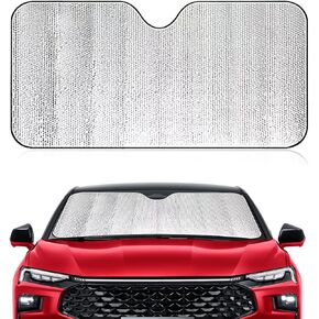 1 Pack Car Windshield Protector, Double Layer Design, Foldable Automotive Windshield Sun Shade, Universal Automotive Windshield Thermal Isolator Accessories (Silver #55.1" x 27.5")