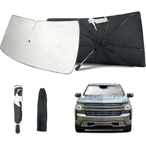 2017-2025 تم ترقيتها إلى Tesla Model Y 3 S Sunshade ، الملحقات الشمسية القابلة للطي المحمولة ، [طلاء بلورات الجليد النانو] حماية الأشعة فوق البنفسجية ، تبقي داخلية باردة (لعام 2017-2025 Tesla Model 3/Y/S)