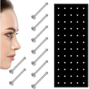 60 Pcs Nose Studs Nose Rings, 1.5 Mm Tragus Piercing Jewelry Nose Piercings Rhinestones, Stainless Steel Helix Piercing Jewelry Tiny for Women Men Tragus Nose Medusa Lip Labret