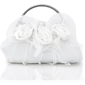 Elegant Satin Floral Clutch Purse with Detachable Chain Strap for Wedding, Prom, and Evening Parties – Bridesmaid, Betrothed, and Evening Bag for Women