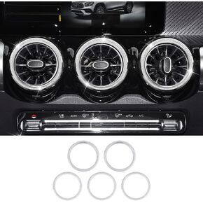 CARFIB for Mercedes Benz Car Bling Accessories AC Air Vent Outlet Covers Compatible for A-Class CLA GLA GLB GLE GLS W205 C Class GLC AMG Interior Decal Caps Women Men Crystal Silver Pack of 5