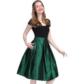 Emerald Green Skirt Christmas Short Taffeta Skirt with Pockets