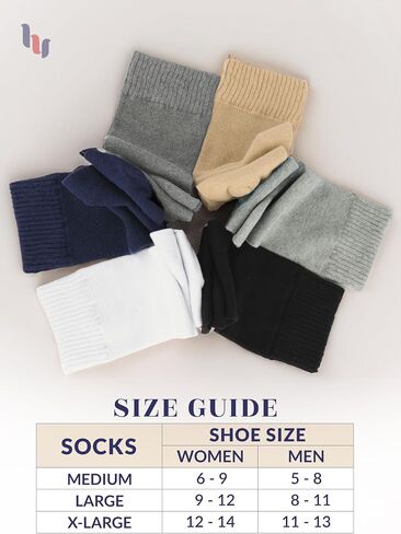 Hugh Ugoli Mens Cotton Diabetic Crew Socks, Edema Neuropathy,Non-Binding, Wide, Seamless Comfortable Size: M/L/XL, 8 Pairs in Kuwait